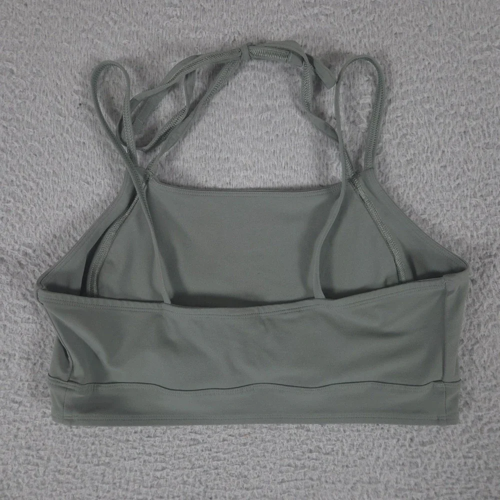 GymShark Bra Womens Small Green Halterneck Crop Cami Tank Yoga Gym Tie Neck